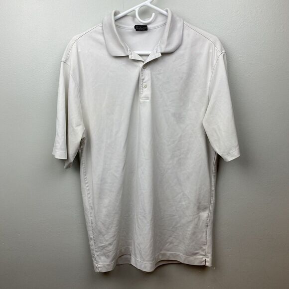 Nike Golf Men Polo Shirt Medium M White Logo Embroidered Short Sleeve Dri Fit UV - Picture 1 of 10